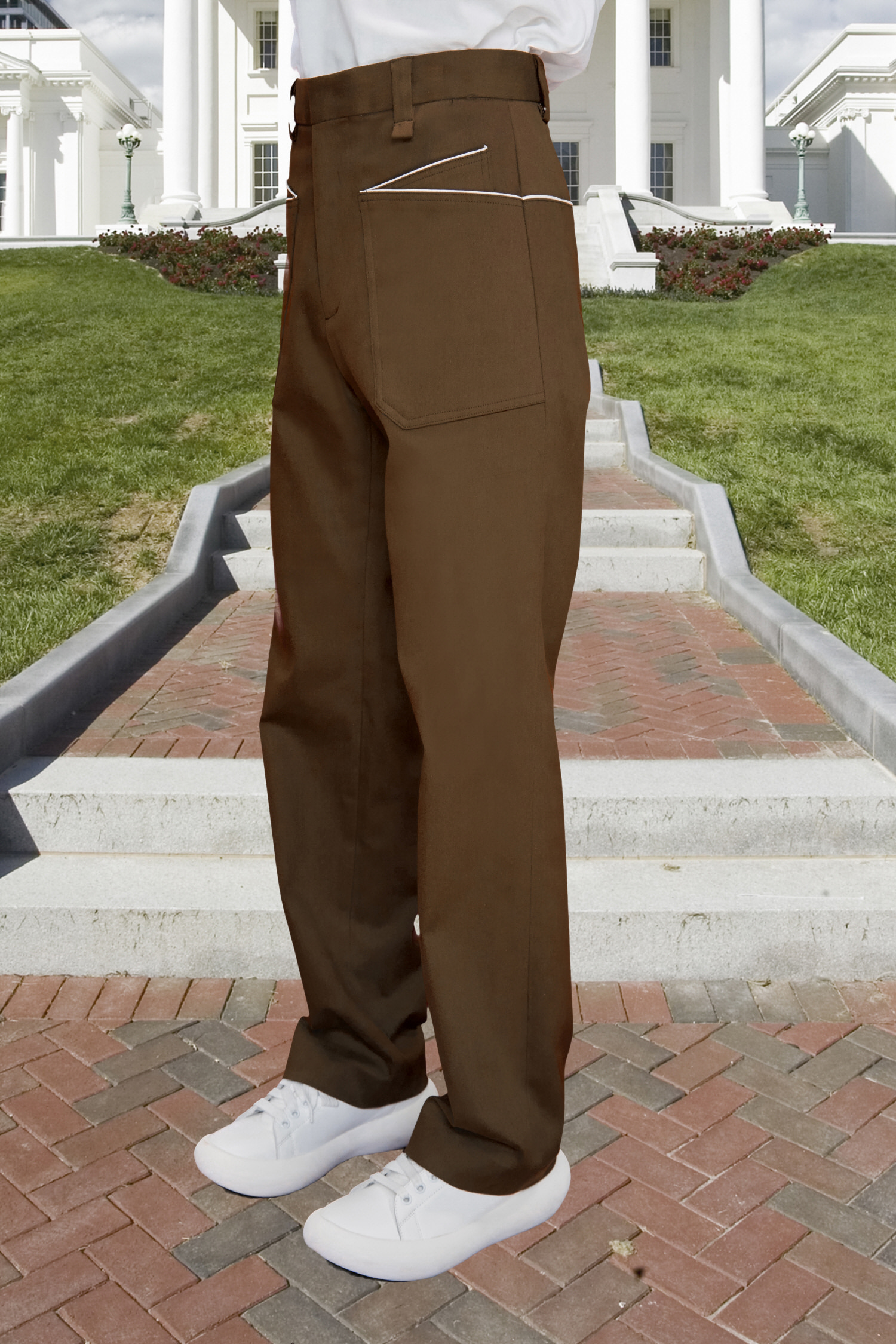 Piping Line Pants Brown