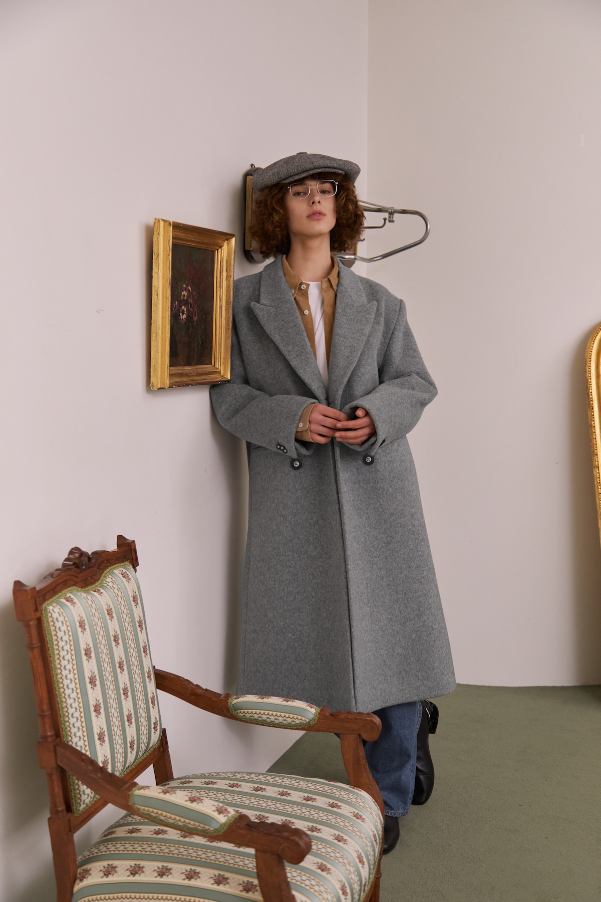 Overfit Double - Breasted Cashmere Coat Grey