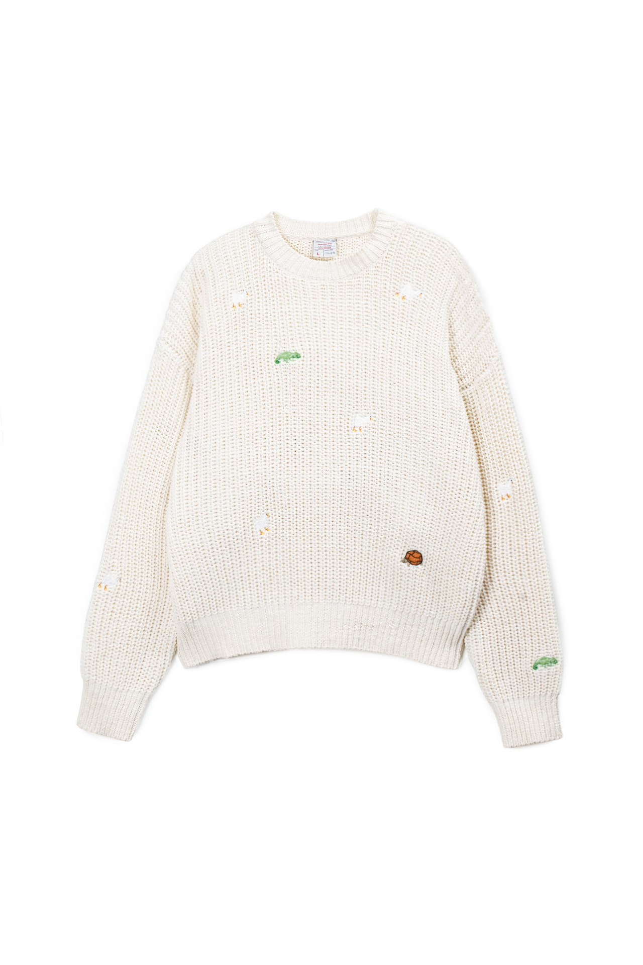 Animal Embroidered Knit Cream