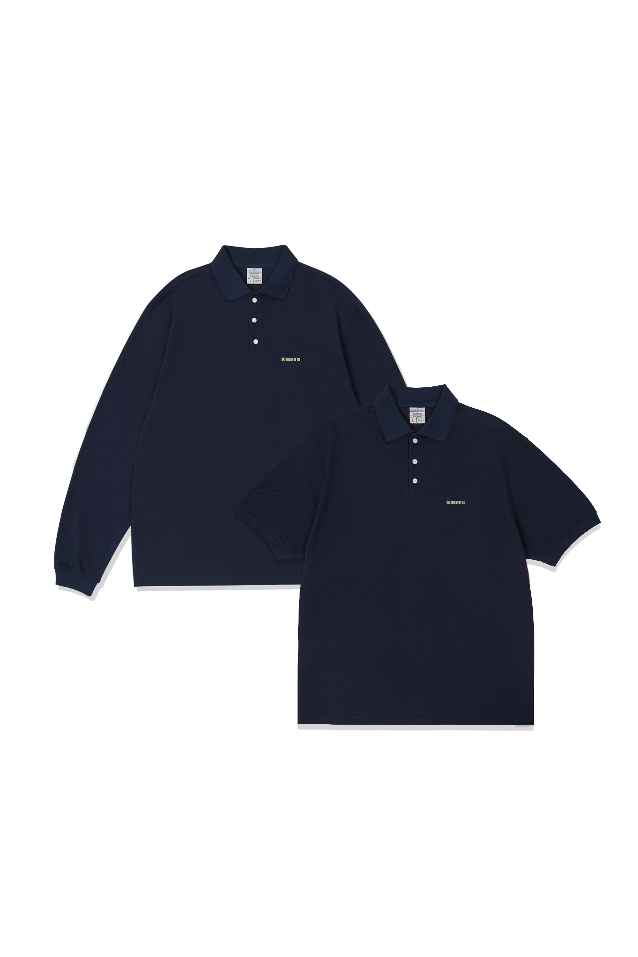 Layered PK Polo Shirt Navy (Short Sleeve, Long Sleeve Set)