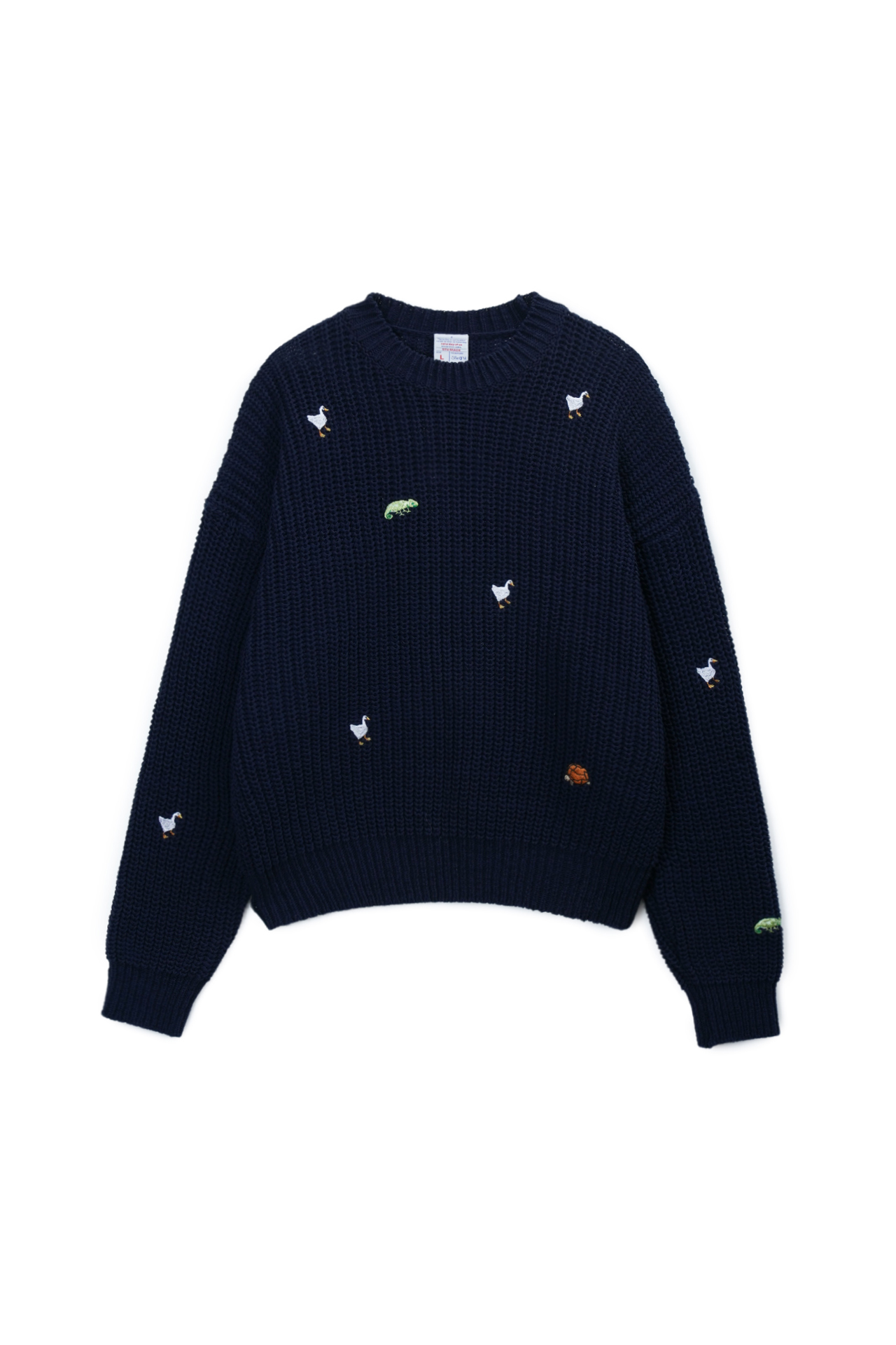 Animal Embroidered Knit Navy